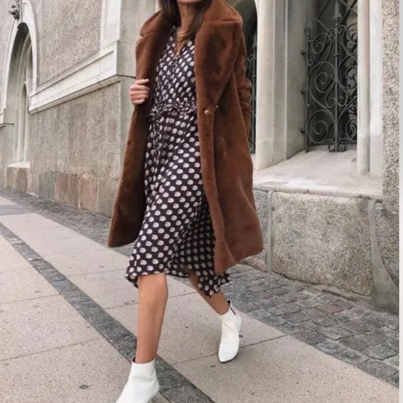 H&M Boho Midi Dress Floral Print Long Sleeve Asymmetrical Hem Button Down Size 2 - Picture 4 of 14